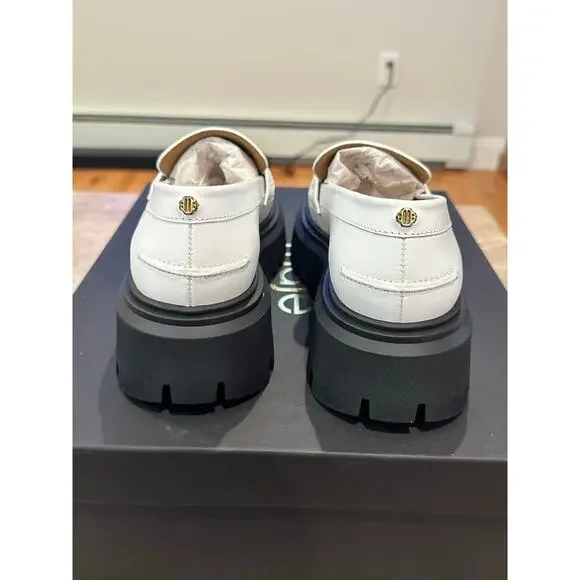 NEW Maje Leather Platform Coin Loafers White - Picture 7 of 10